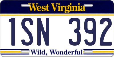 WV license plate 1SN392