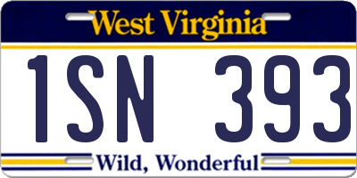 WV license plate 1SN393