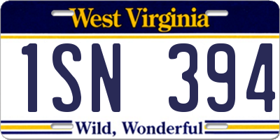 WV license plate 1SN394