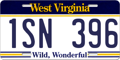 WV license plate 1SN396
