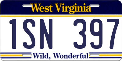 WV license plate 1SN397