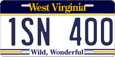 WV license plate 1SN400