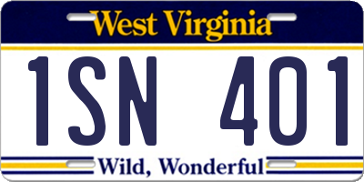 WV license plate 1SN401
