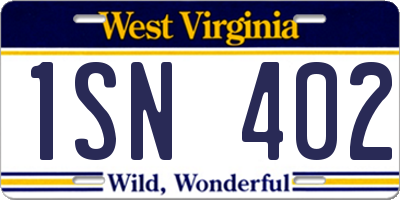 WV license plate 1SN402