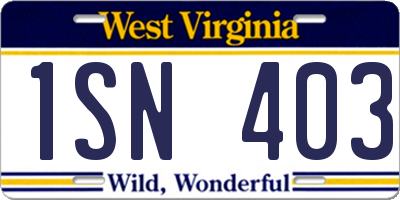 WV license plate 1SN403