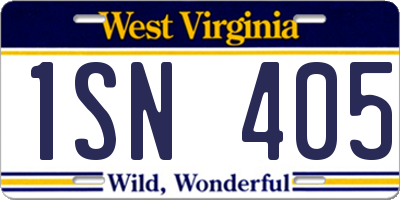 WV license plate 1SN405