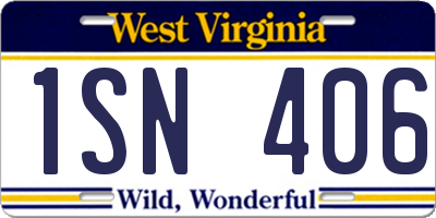WV license plate 1SN406