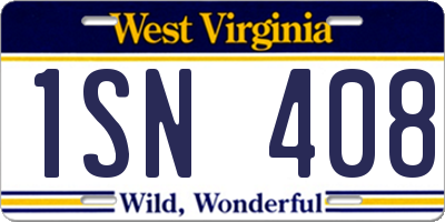 WV license plate 1SN408
