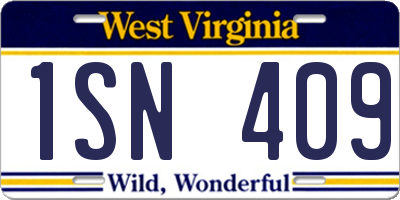 WV license plate 1SN409
