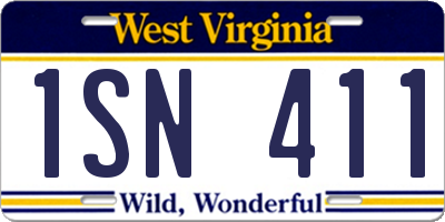 WV license plate 1SN411