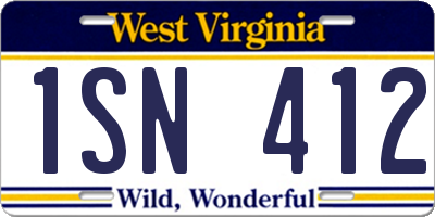 WV license plate 1SN412