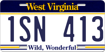 WV license plate 1SN413