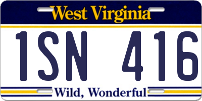 WV license plate 1SN416