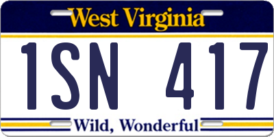 WV license plate 1SN417