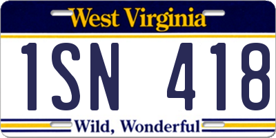 WV license plate 1SN418