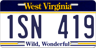 WV license plate 1SN419