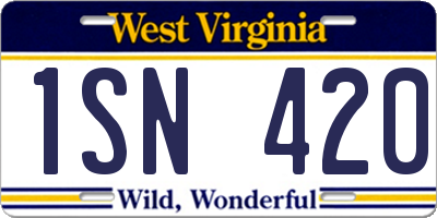 WV license plate 1SN420