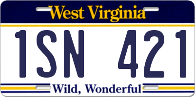 WV license plate 1SN421