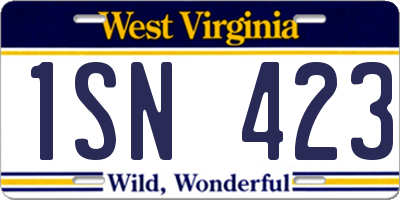 WV license plate 1SN423