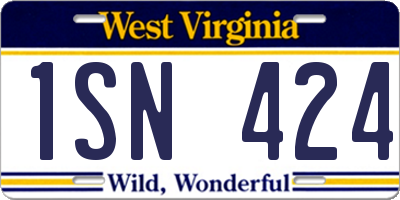 WV license plate 1SN424