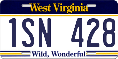 WV license plate 1SN428