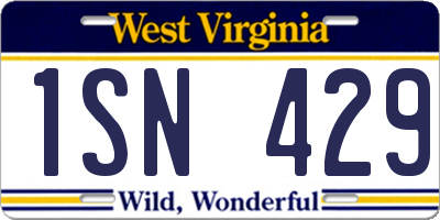 WV license plate 1SN429