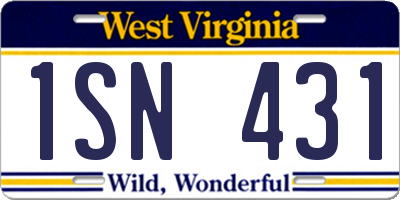 WV license plate 1SN431