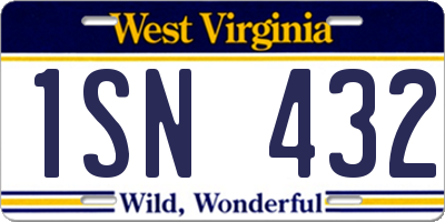 WV license plate 1SN432