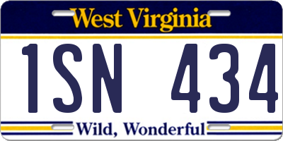 WV license plate 1SN434