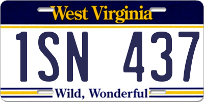 WV license plate 1SN437