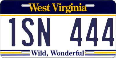 WV license plate 1SN444