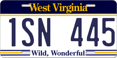 WV license plate 1SN445