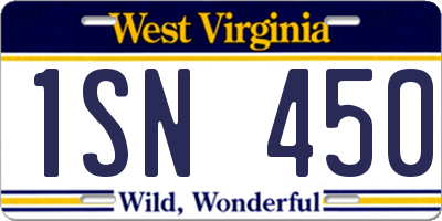 WV license plate 1SN450
