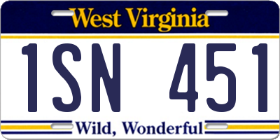 WV license plate 1SN451