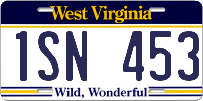 WV license plate 1SN453
