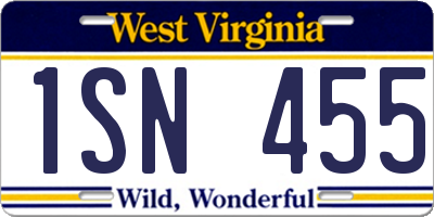 WV license plate 1SN455