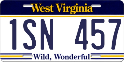 WV license plate 1SN457