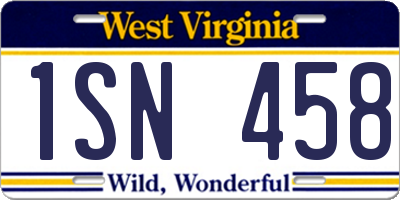 WV license plate 1SN458