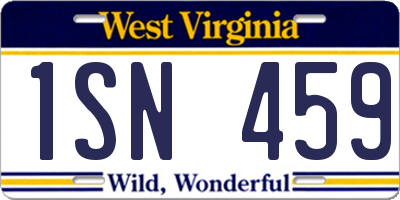 WV license plate 1SN459
