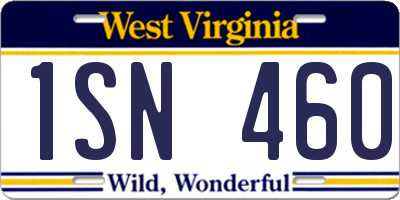 WV license plate 1SN460