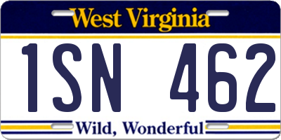 WV license plate 1SN462