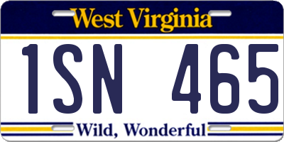 WV license plate 1SN465