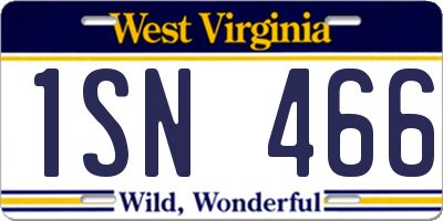 WV license plate 1SN466
