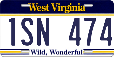 WV license plate 1SN474