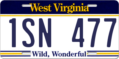 WV license plate 1SN477
