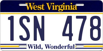 WV license plate 1SN478