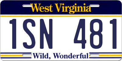 WV license plate 1SN481