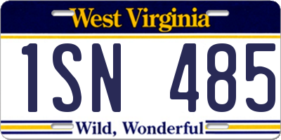 WV license plate 1SN485