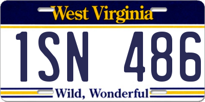 WV license plate 1SN486