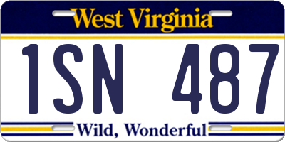 WV license plate 1SN487